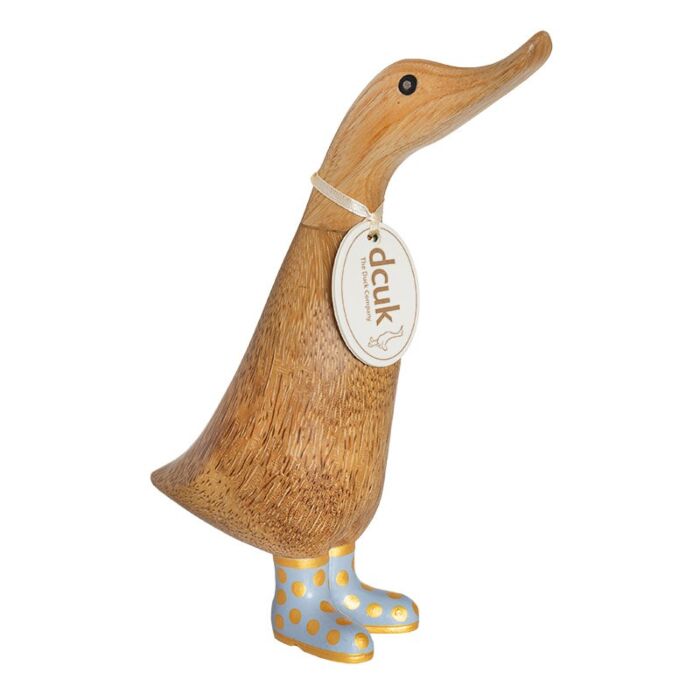 DCUK Natural Finish Duckling with Pastel and Gold Spotty Welly Boots-Lilac-1